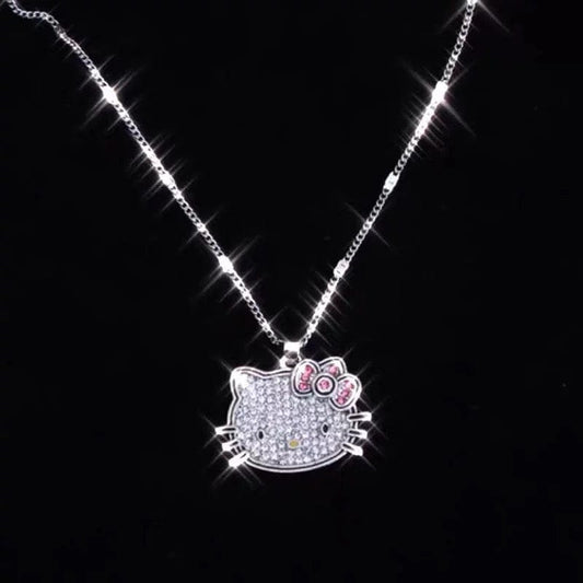 Hello Kitty SilverNecklace with Rhinestones