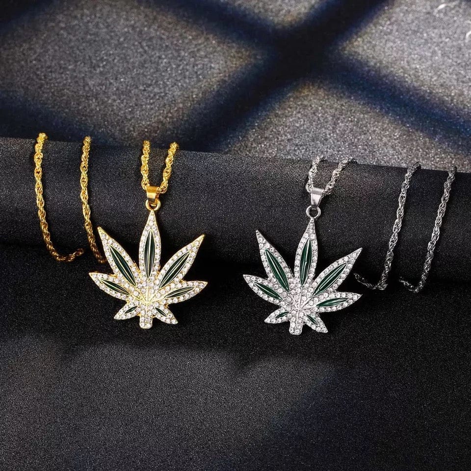 Marijuana Leaf Necklace ( Gold or Silver