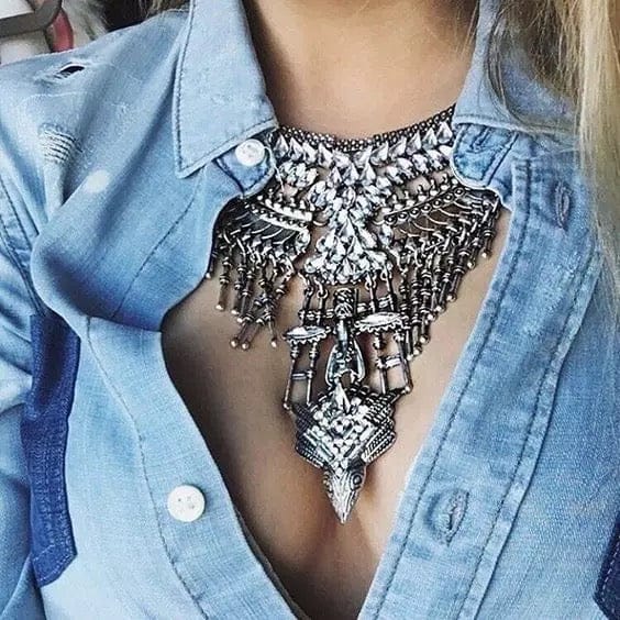 Silver Vintage Bohemian Statement Necklace perfect