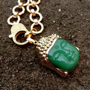 Green Jade Buddha Head Necklace