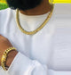 61cmGold Wide Cuban Link with matching bracelet  sett with matching bracelet Chainn with Micro Cz Pave Clasp with matching bracelet Set