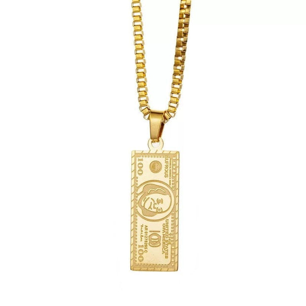 Gold Dollar Bill Necklace