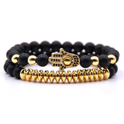 2pcs/set Black and Gold Hamsa Bracelet