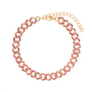 Cuban Link Anklet Bracelet with  Rhinestones